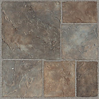Colours Grey & red Stone effect Vinyl tile, Pack of 11