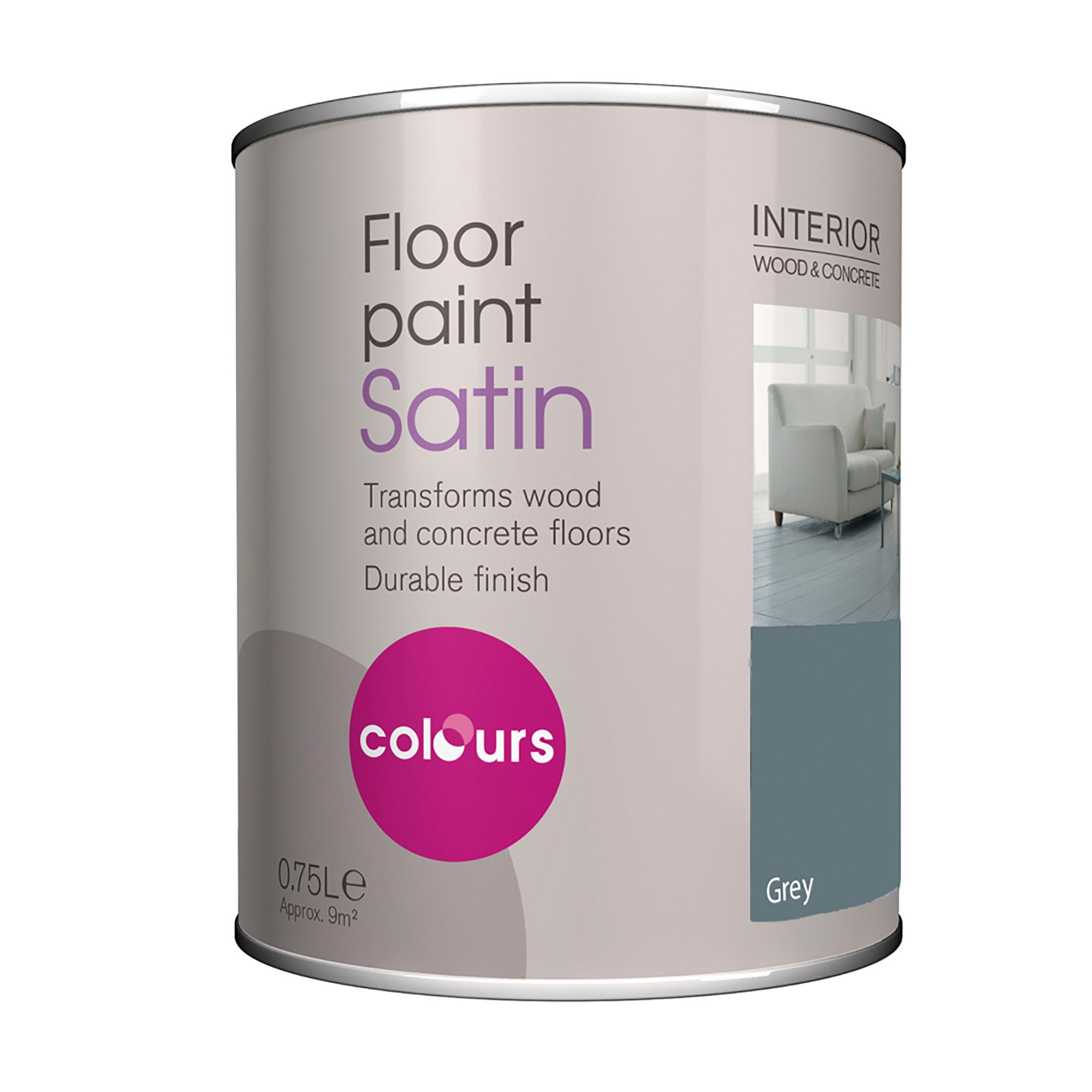 Colours Grey Satin Floor paint 0.75L DIY at B&Q