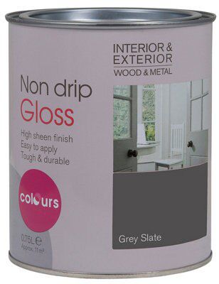 Colours Grey slate Gloss Metal & wood paint, 750ml