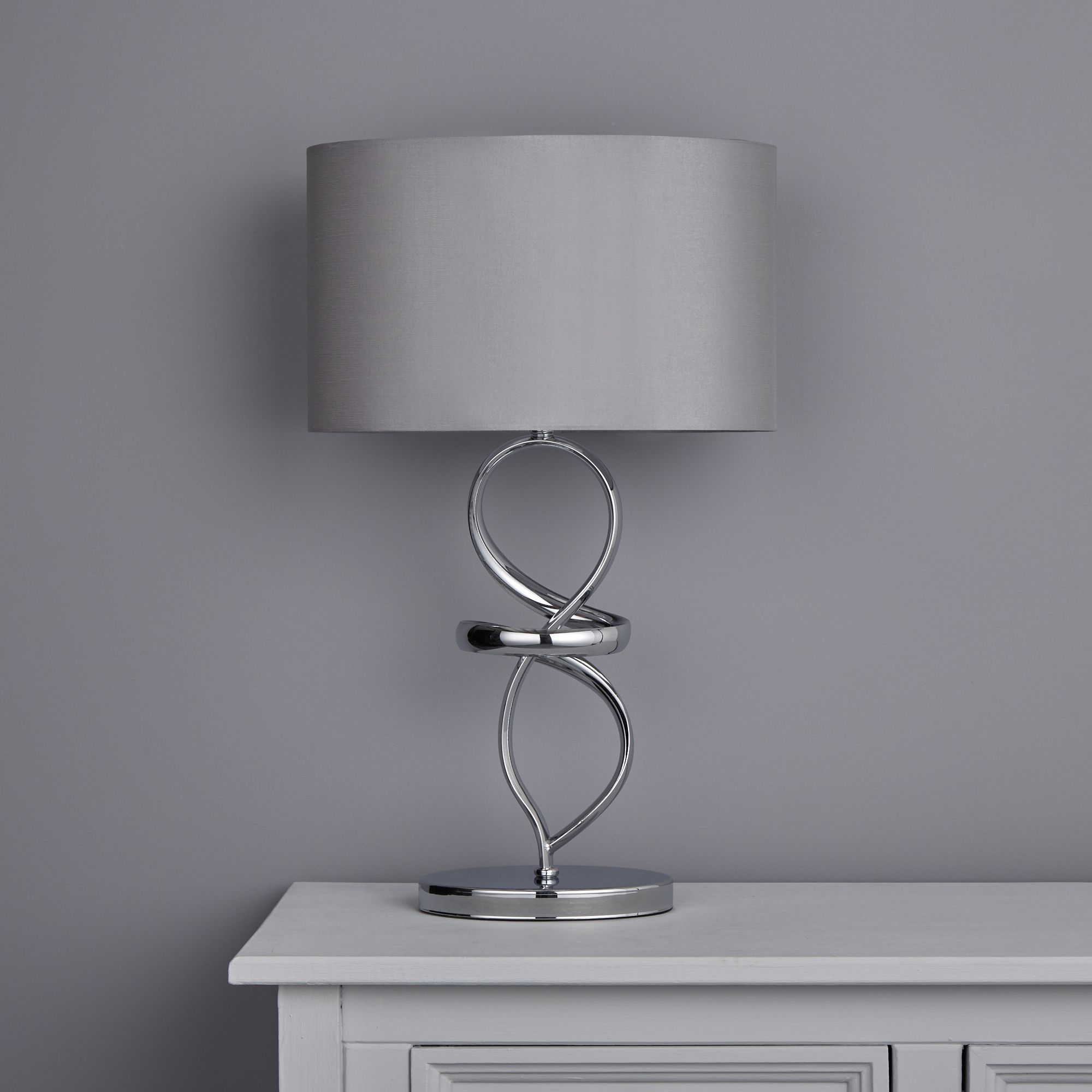 Chrome and grey table hot sale lamp