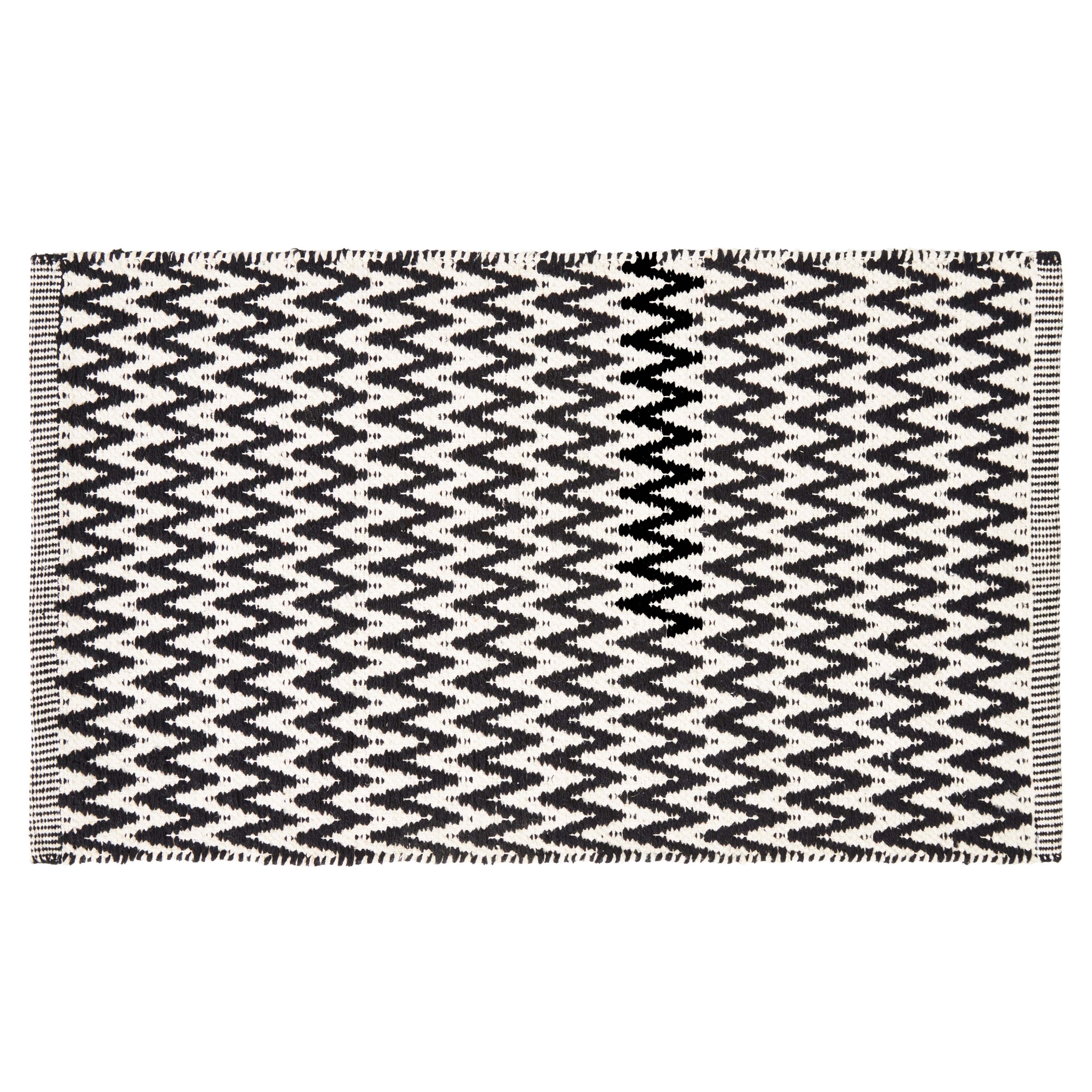 Colours Haillie Black & white Chevron Door mat, 75cm x 45cm