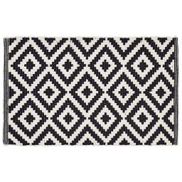 Colours Harrieta Diamond Black & white Cotton Door mat (L)0.75m (W)0.45m