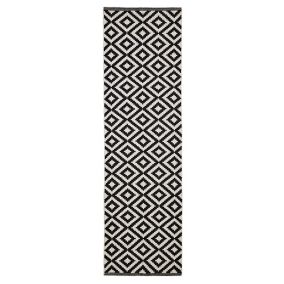 Colours Harrieta Geometric Black & white Runner (L)2m (W)0.6m