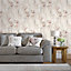Colours Hayfield Cream & red Floral Textured Wallpaper Sample