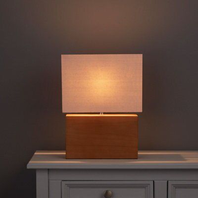 Colours Hector Matt Oak effect Table lamp