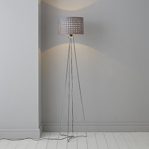 Halogen Floor Lamp Base, Grey And Chrome Tripod Table Lamp