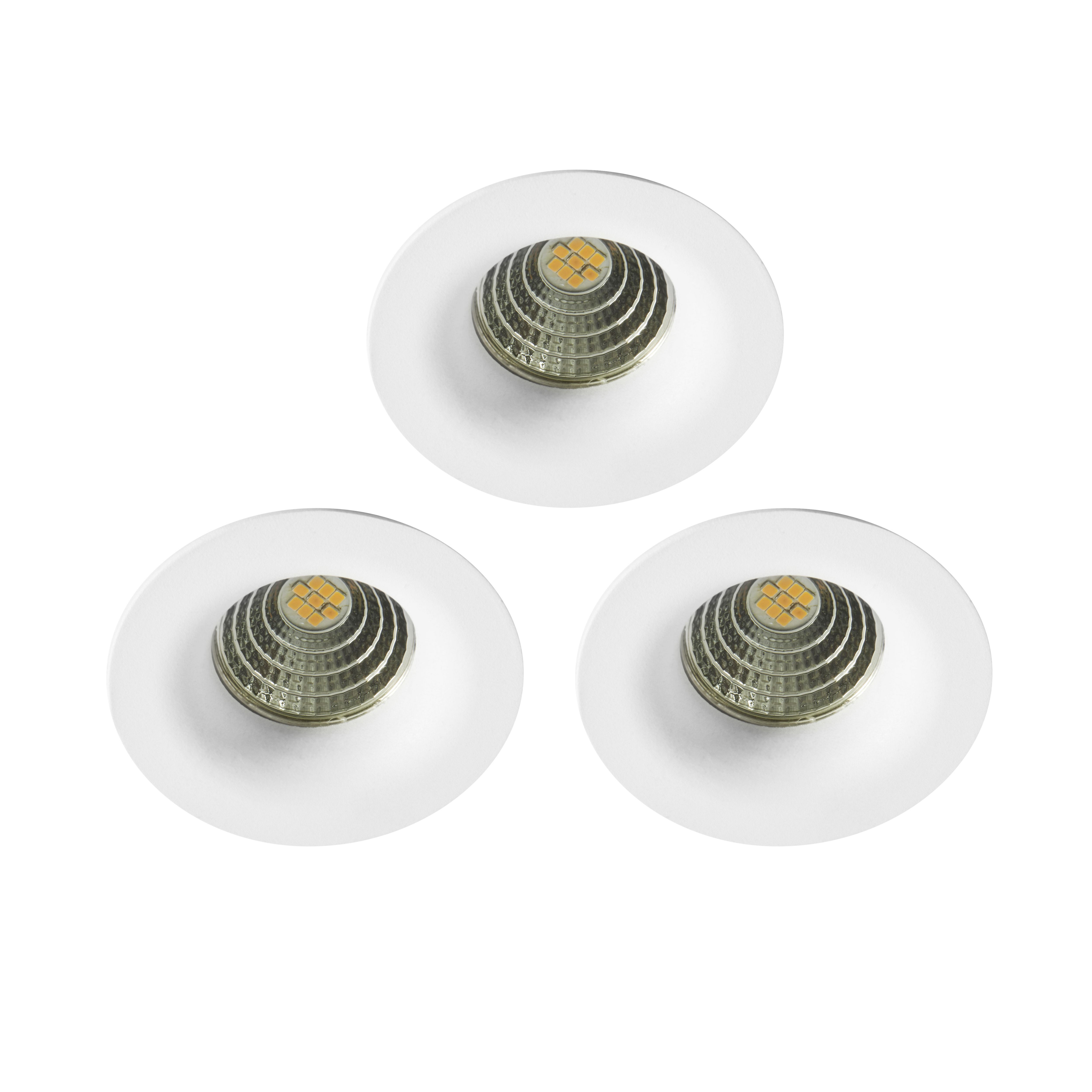 Colours Hobson White Non-adjustable LED Warm white Downlight 6W IP20, Pack of 3