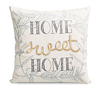 Colours Home sweet home Cream & grey Cushion (L)50cm x (W)50cm