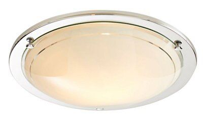 Colours Hubaa Brushed Glass & metal White Chrome effect Ceiling light