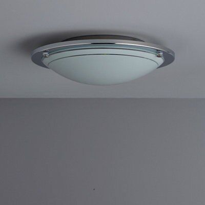 Colours Hubaa Brushed Glass & metal White Chrome effect Ceiling light