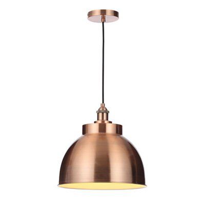 Colours Huxley Pendant Brushed Metal Copper effect Ceiling light