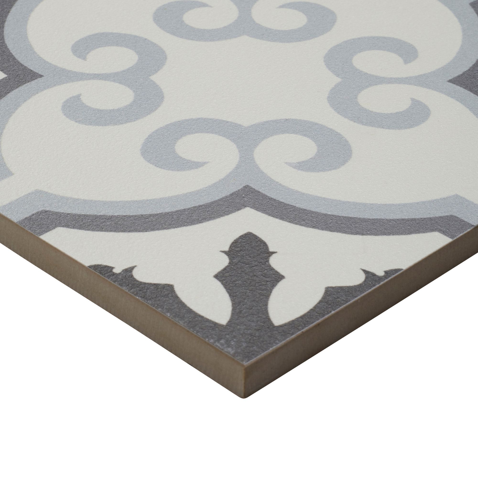 Colours Hydrolic Black & white Matt Flower Cement tile effect Porcelain Indoor Wall & floor Tile - 3