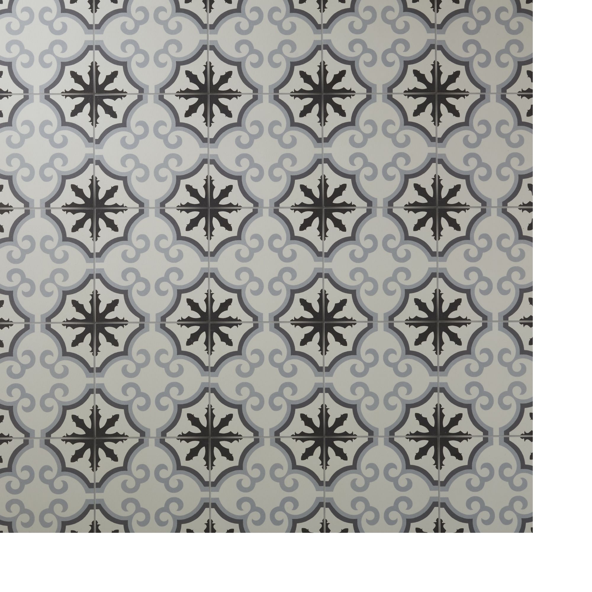 Colours Hydrolic Black & white Matt Flower Cement tile effect Porcelain Indoor Wall & floor Tile - 4