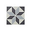 Colours Hydrolic Black & white Matt Star Porcelain Wall & floor Tile Sample