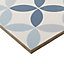 Colours Hydrolic Blue Matt Circle Porcelain Wall & floor Tile Sample