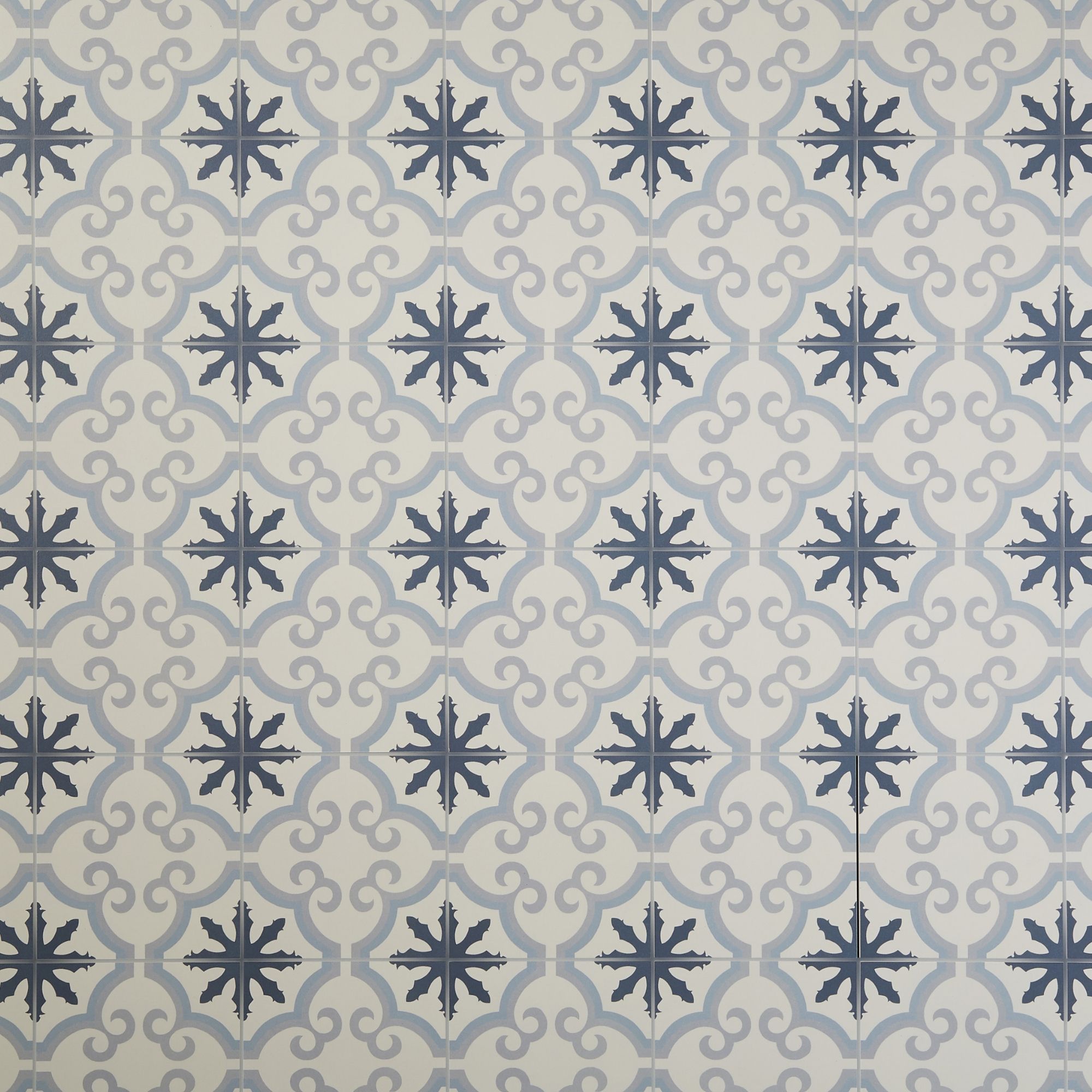 Colours Hydrolic Blue Matt Flower Concrete effect Porcelain Indoor Wall & floor Tile - 4