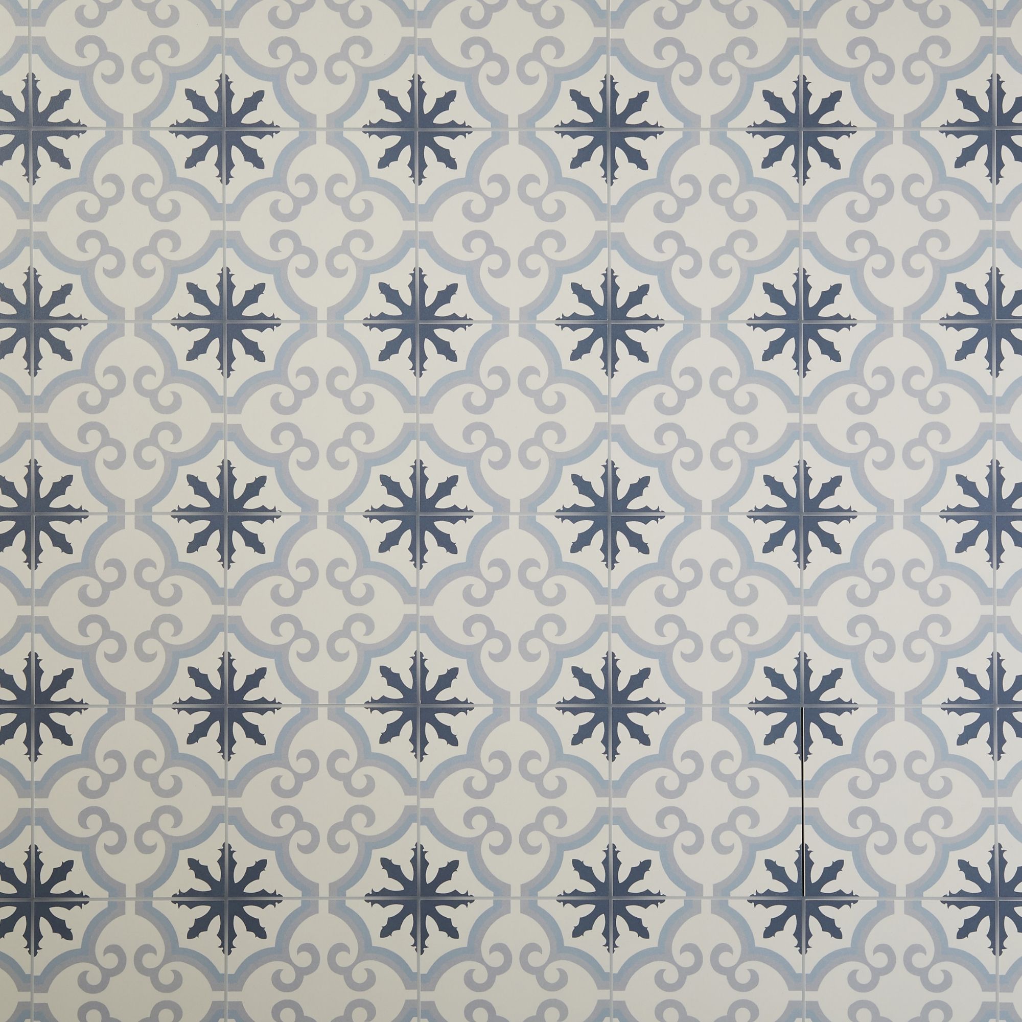 Colours Hydrolic Blue Matt Flower Concrete effect Porcelain Indoor Wall & floor Tile, (L)200mm (W)200mm, 1m²