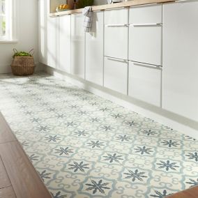 Colours Hydrolic Blue Matt Flower Concrete effect Porcelain Indoor Wall & floor Tile, (L)200mm (W)200mm, 1m²