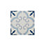 Colours Hydrolic Blue Matt Flower Concrete effect Porcelain Wall & floor Tile Sample