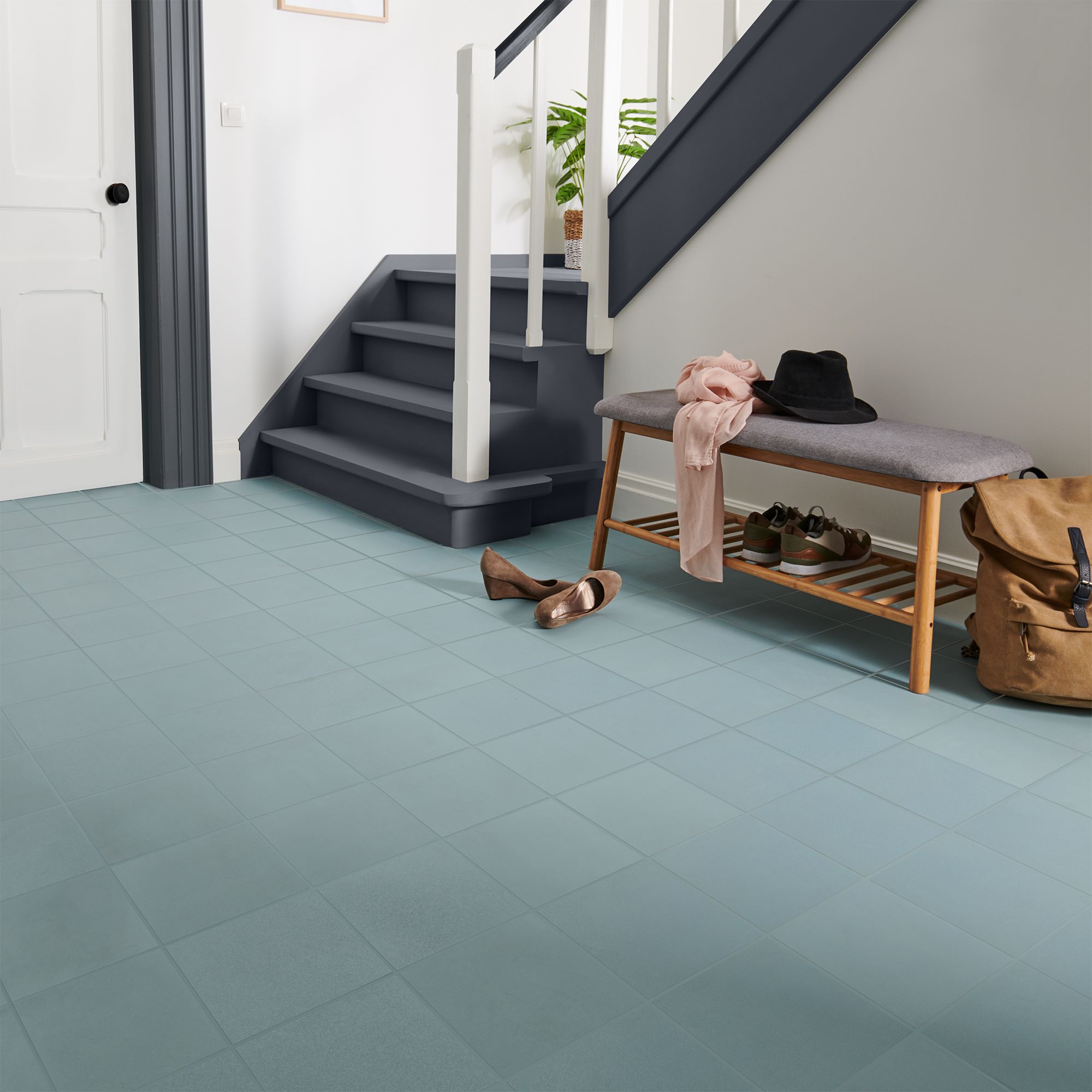 Colours Hydrolic Light blue Matt Concrete effect Porcelain Indoor Wall & floor Tile, Pack of 25, (L)200mm (W)200mm