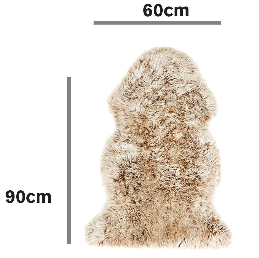 Colours Imlu Cappuccino Sheepskin Small Rug, (L)90cm x (W)60cm