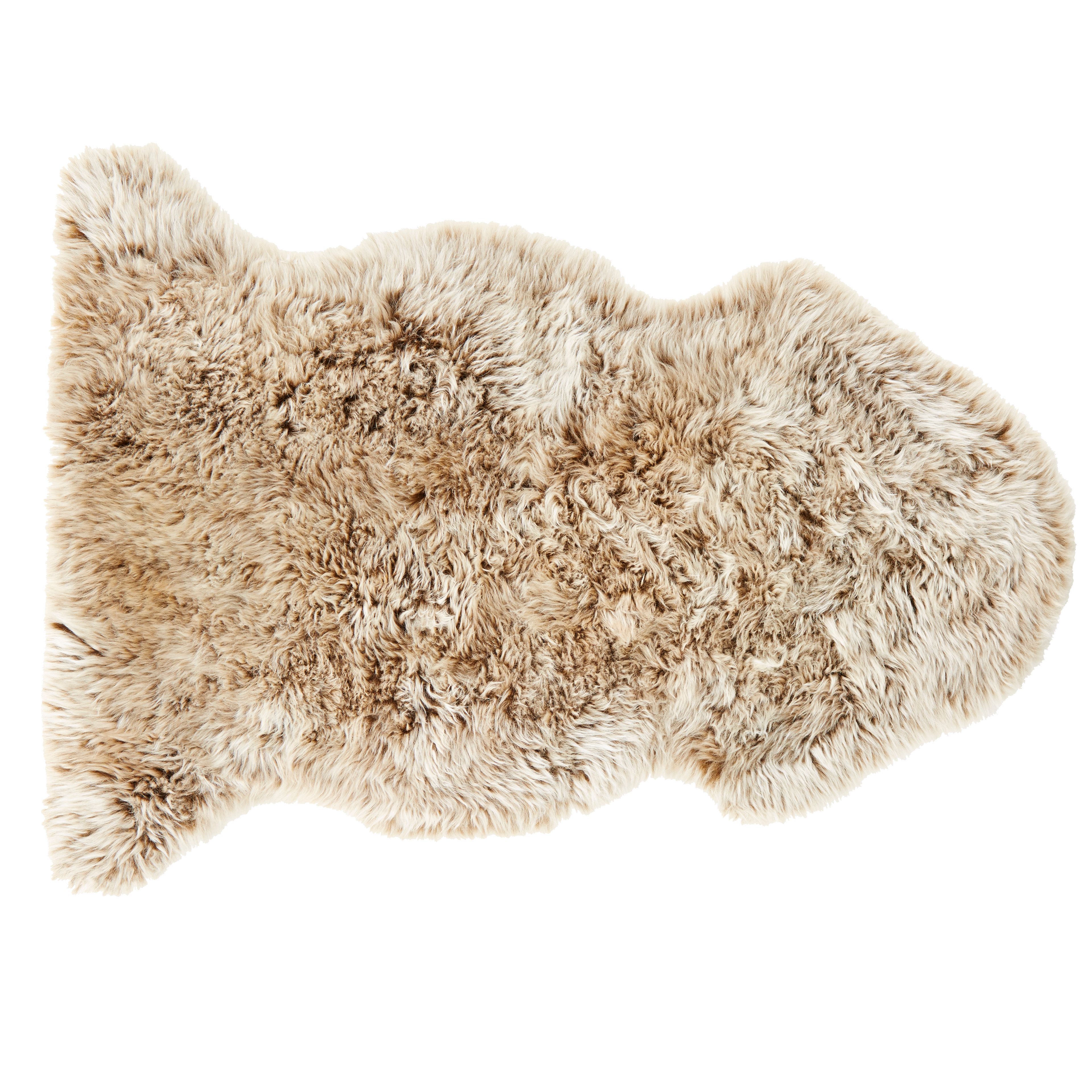 Colours Imlu Cappuccino Sheepskin Small Rug, (L)90cm x (W)60cm