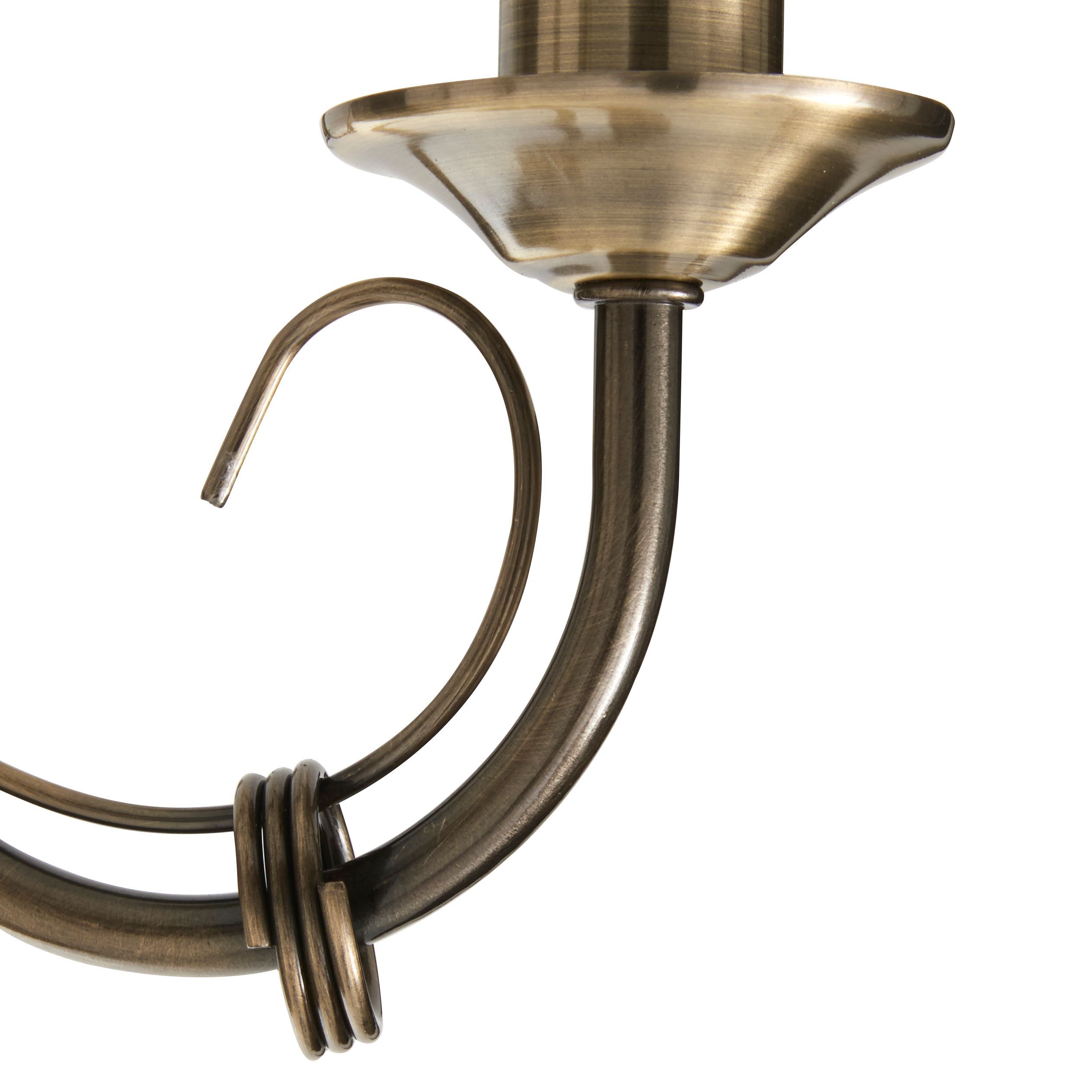 Colours Inuus Chandelier Brushed Metal Antique brass effect 5 Lamp Ceiling light
