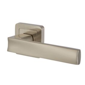 Colours Inya Nickel effect Aluminium Straight Latch Door handle (L)127.5mm
