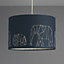 Colours Irwell Denim blue Elephant stitched Light shade (D)30cm