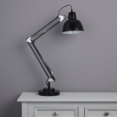 Colours ISAAC Gloss Black CFL Desk lamp
