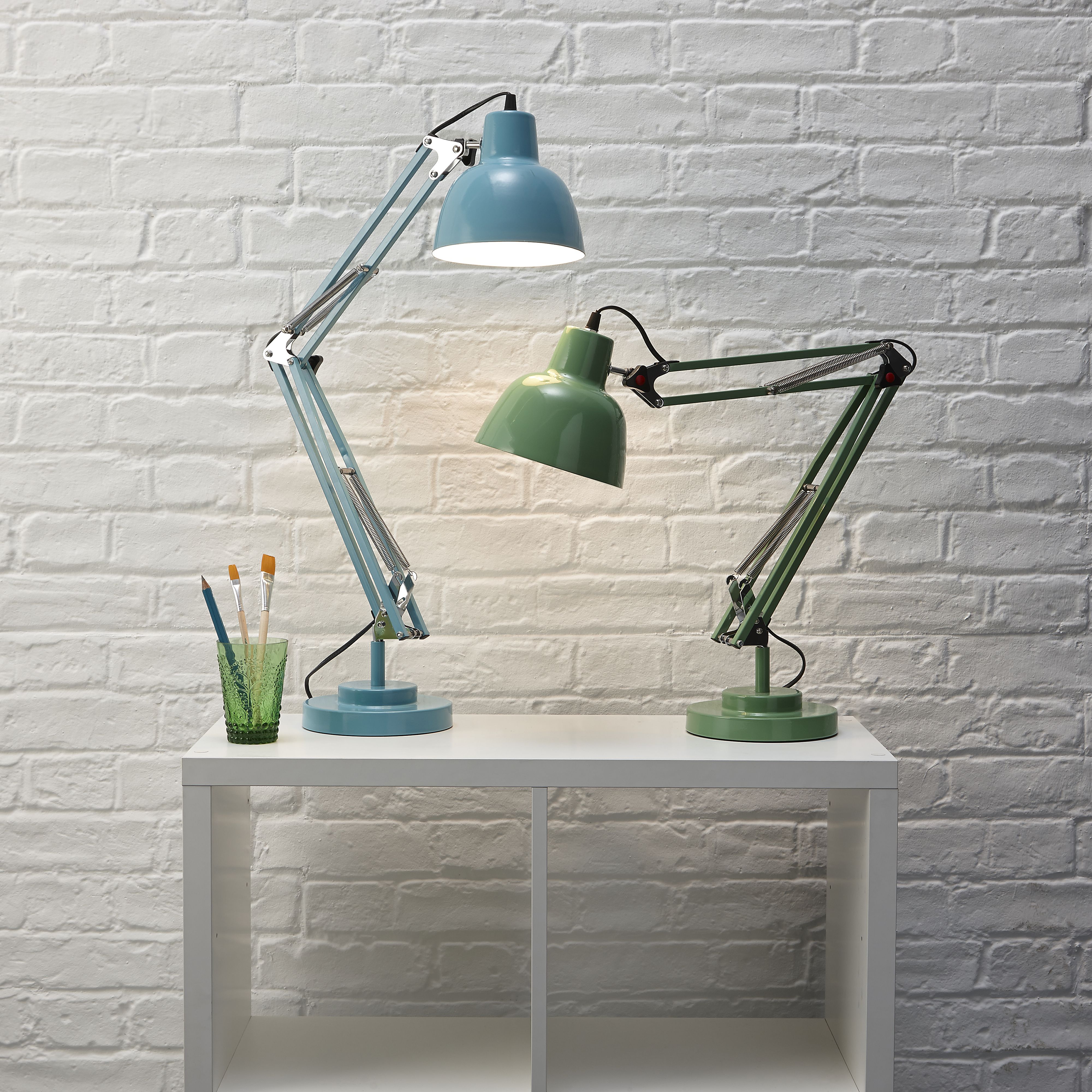 Colours ISAAC Matt Blue CFL Desk lamp