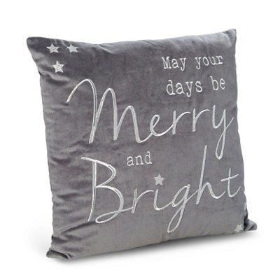 Colours Jaelyn Merry & bright Grey Cushion (L)45cm x (W)45cm