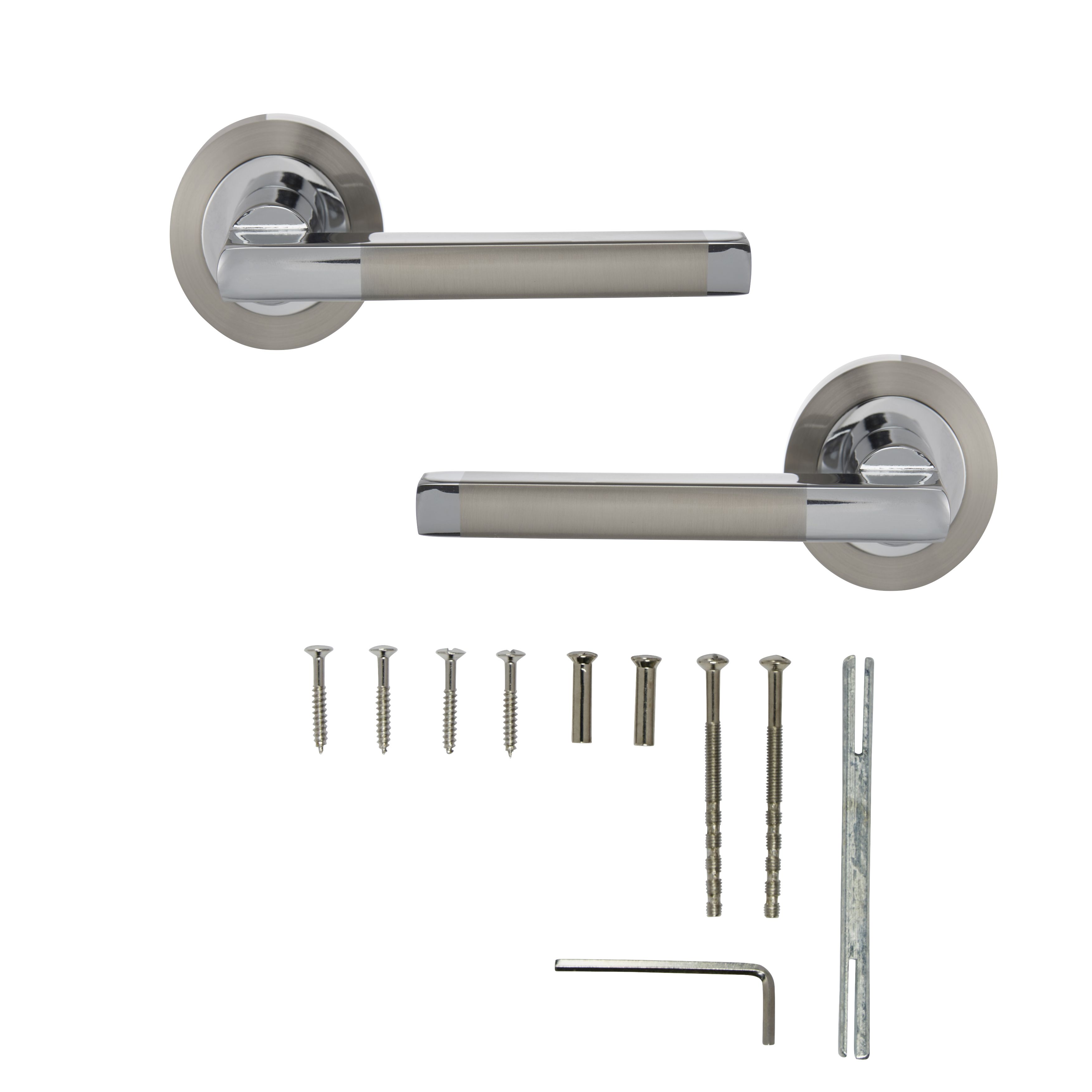 Colours Jaslo Polished Chrome effect Aluminium Straight Latch Door handle (L)119mm - 3