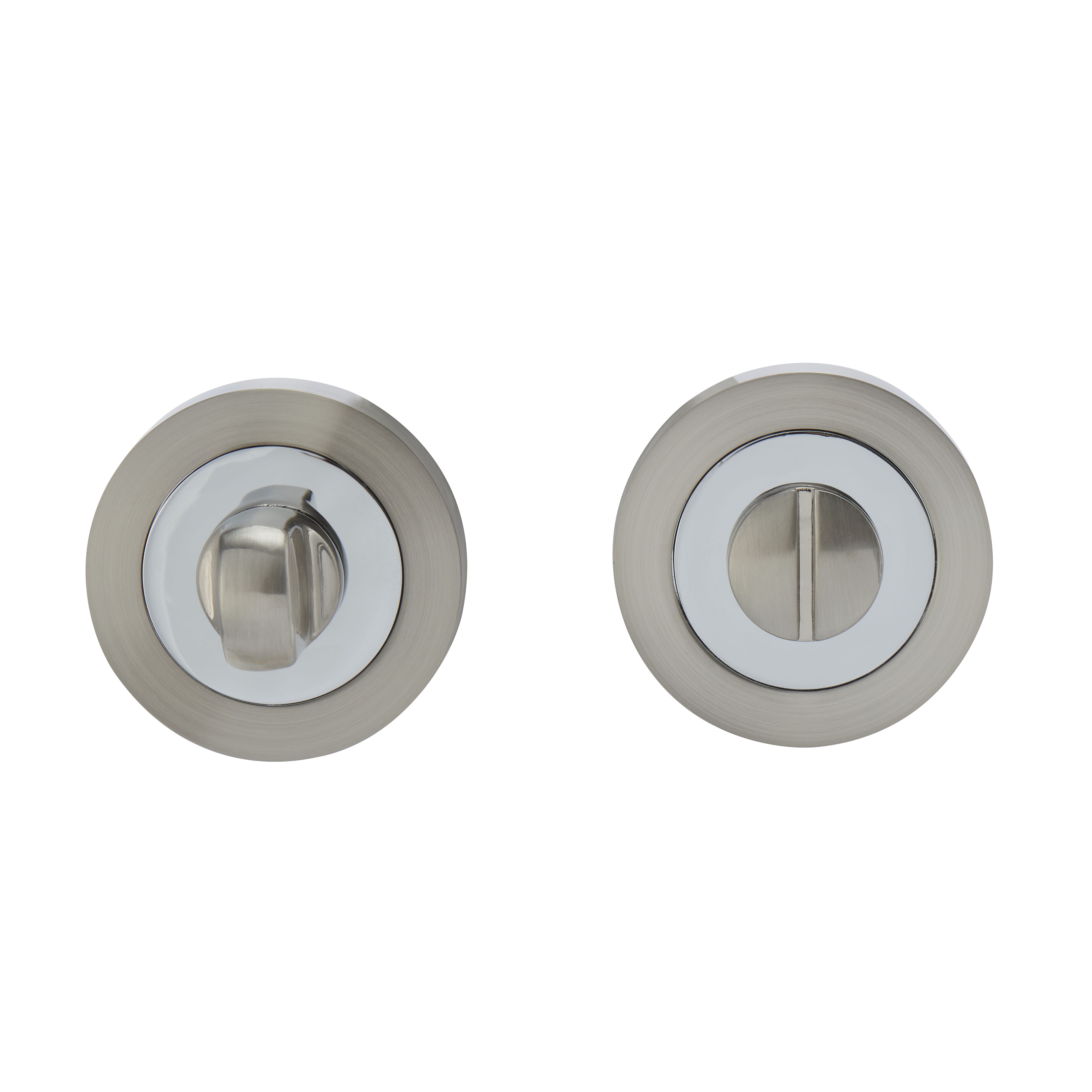 Colours Jaslo Polished Chrome effect Zamak Bathroom Turn & release lock (Dia)52mm