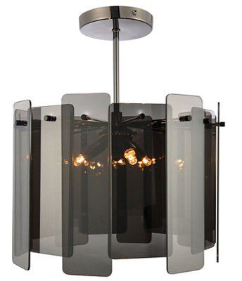 Colours Jaulli Glass & metal Silver effect 3 Lamp Ceiling light