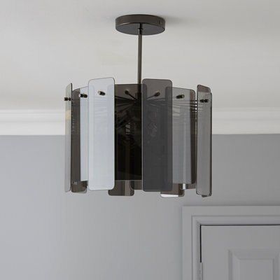 Colours Jaulli Glass & metal Silver effect 3 Lamp Ceiling light