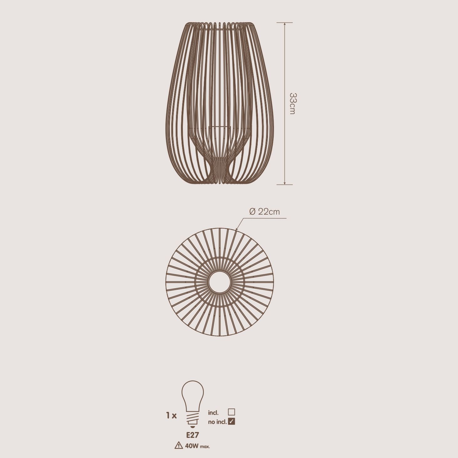 Colours Jonas Modern Copper effect Table lamp