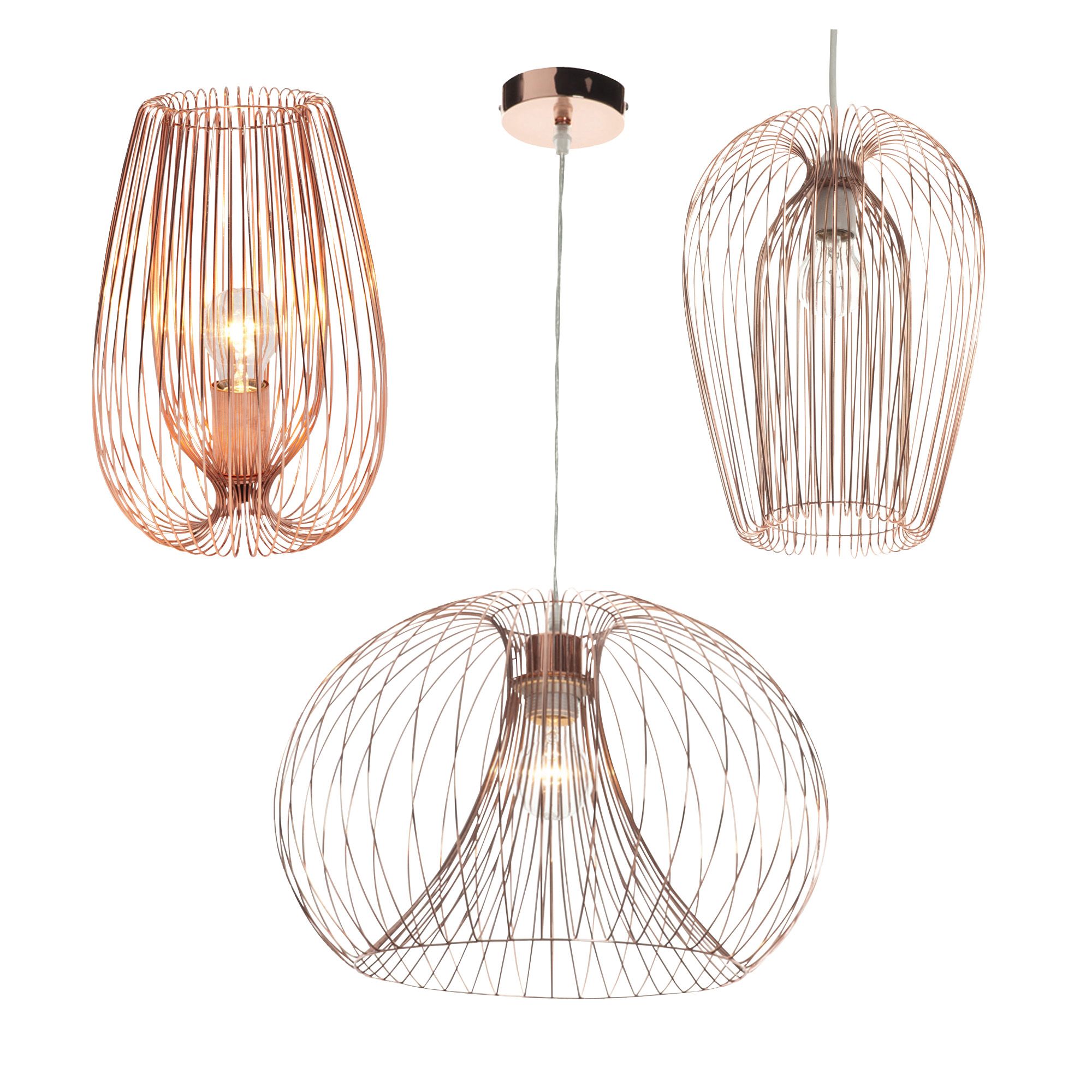 Colours Jonas Modern Copper effect Table lamp