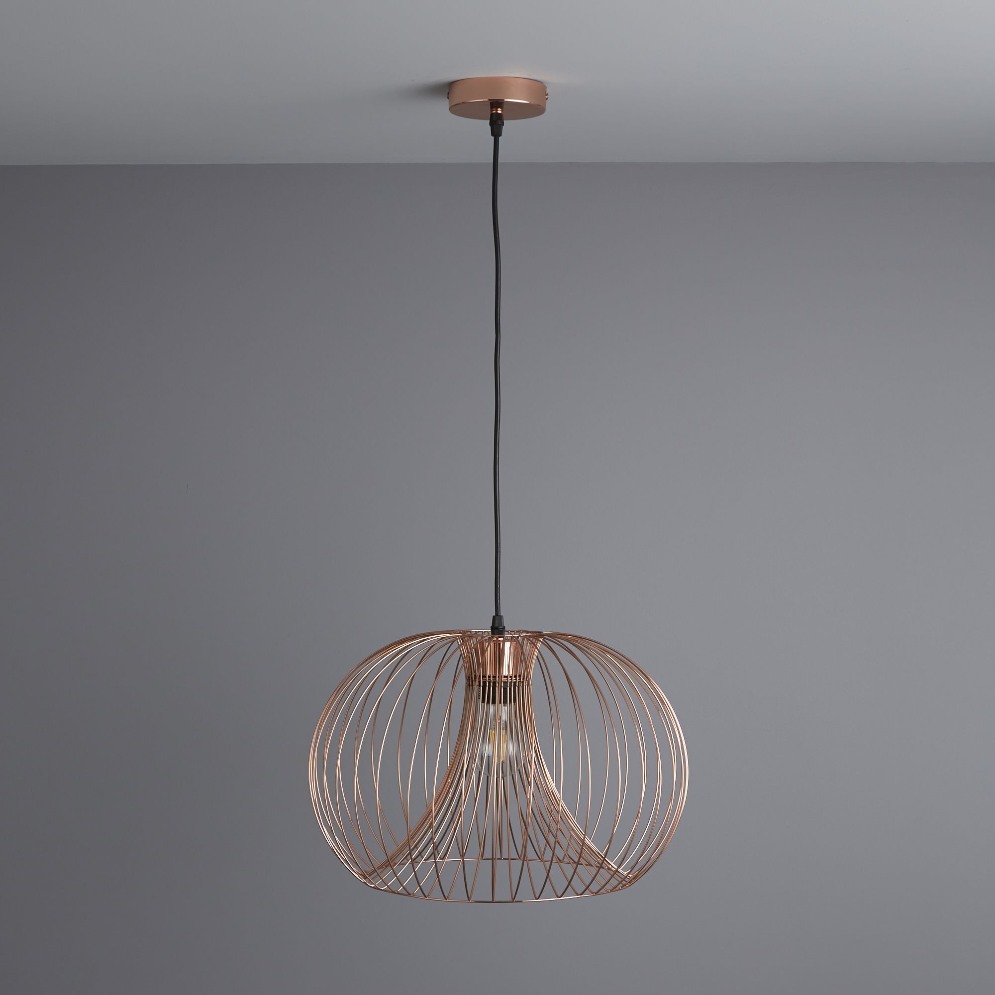 Colours Jonas Pendant Copper effect Pendant ceiling light, (Dia)400mm