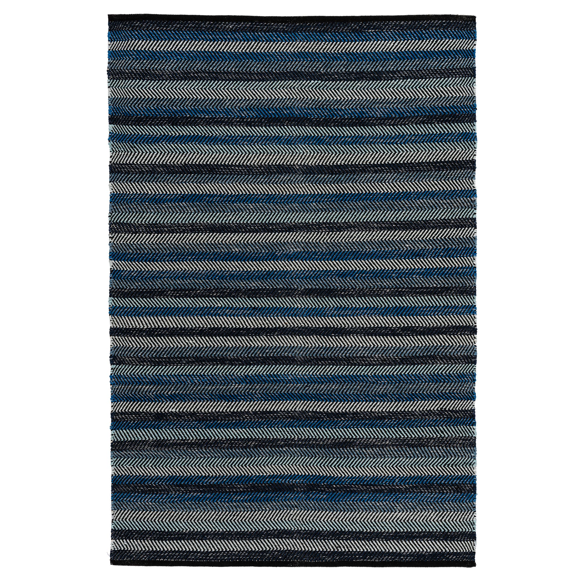 Colours Kaia Black & blue Striped Medium Rug, (L)170cm x (W)120cm