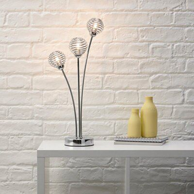 Colours Karli Matt Chrome effect Halogen Table lamp