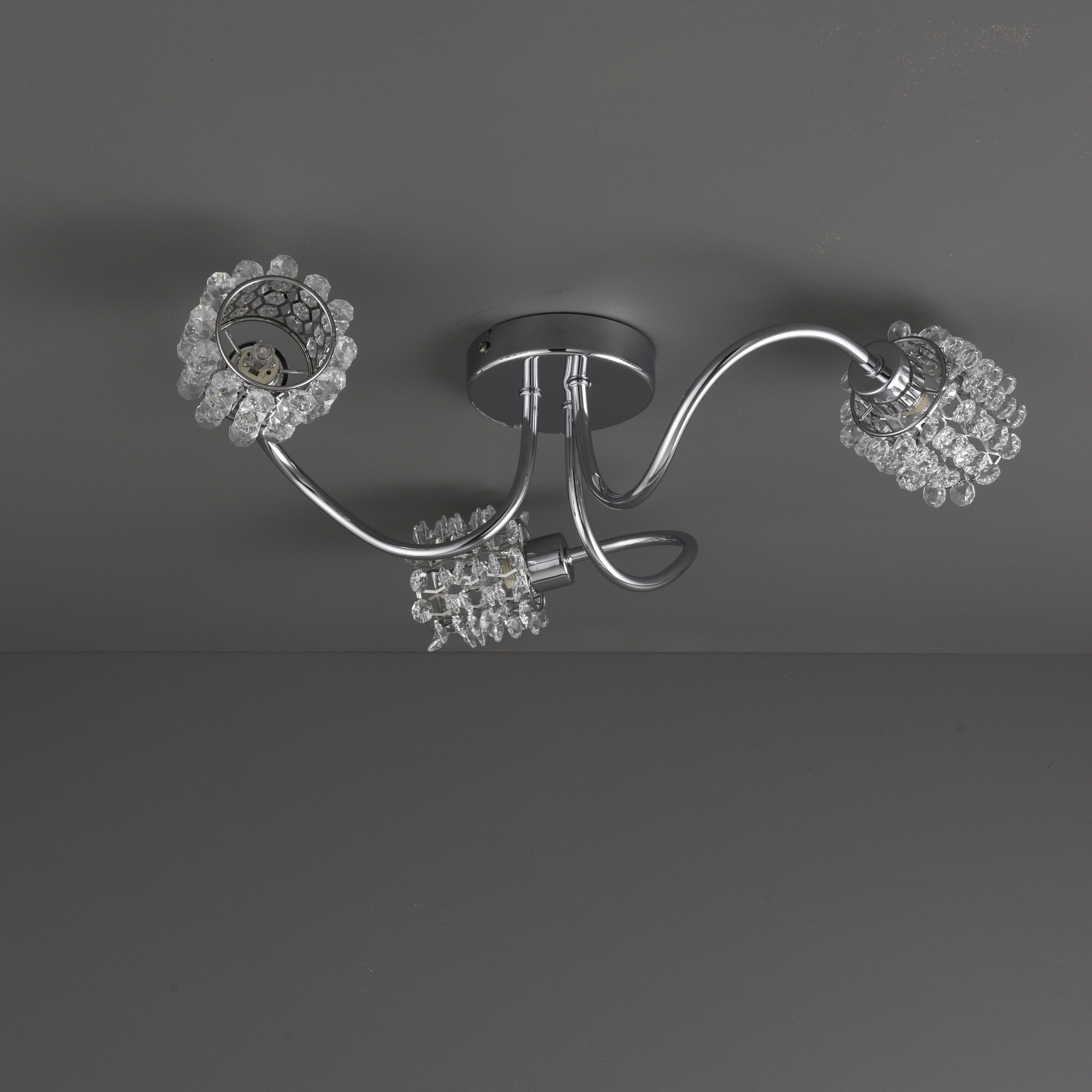 Colours Katarina Brushed Glass & steel Chrome effect 3 Lamp Ceiling light