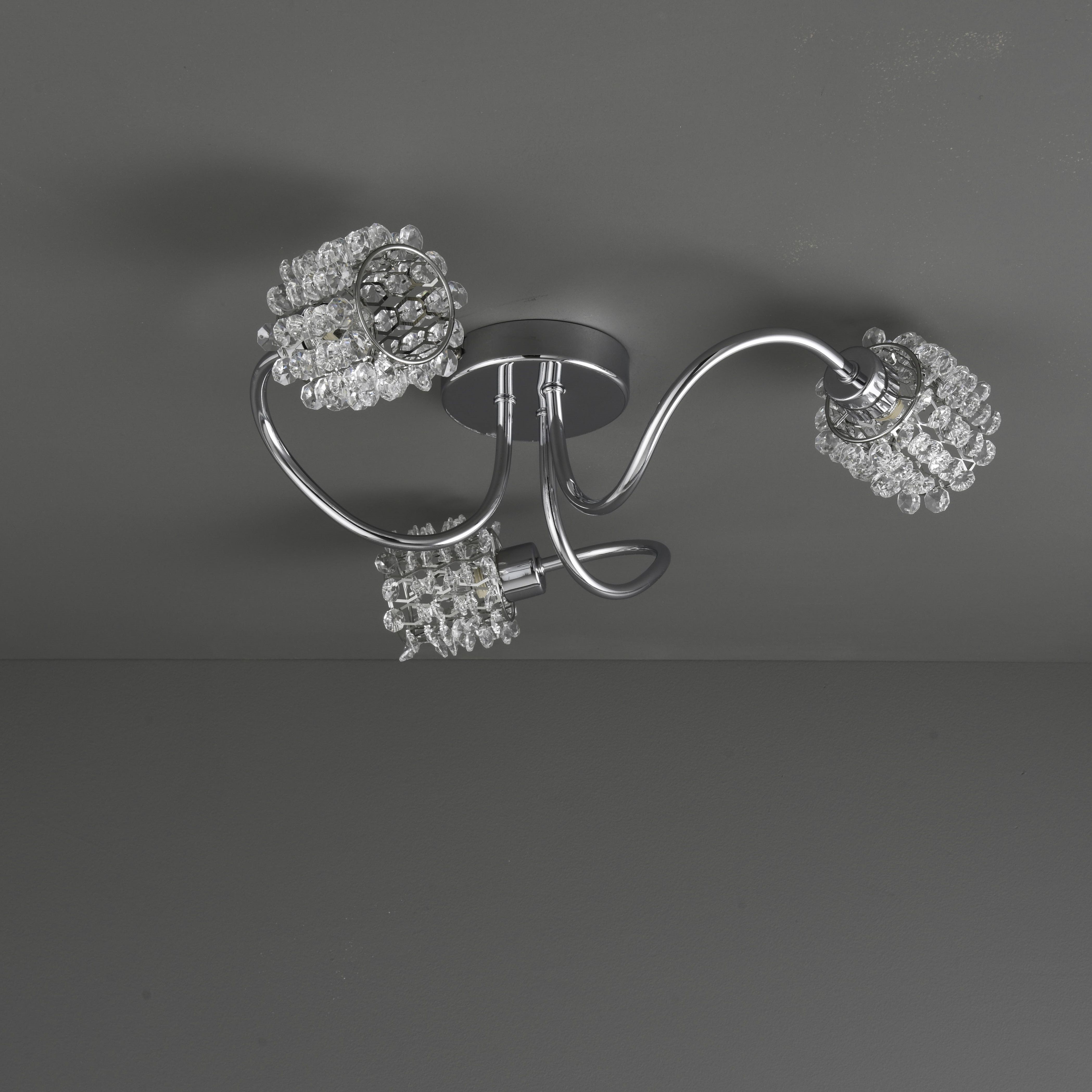 Colours Katarina Brushed Glass & steel Chrome effect 3 Lamp Ceiling light