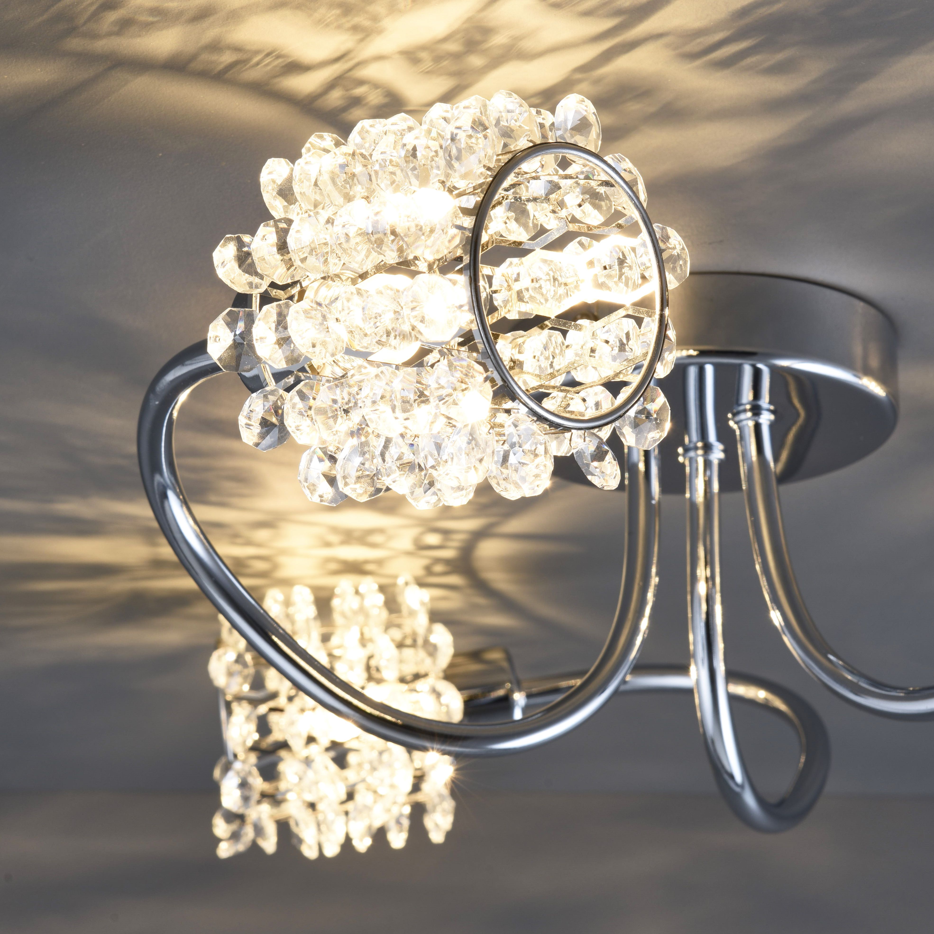 Colours Katarina Brushed Glass & steel Chrome effect 3 Lamp Ceiling light