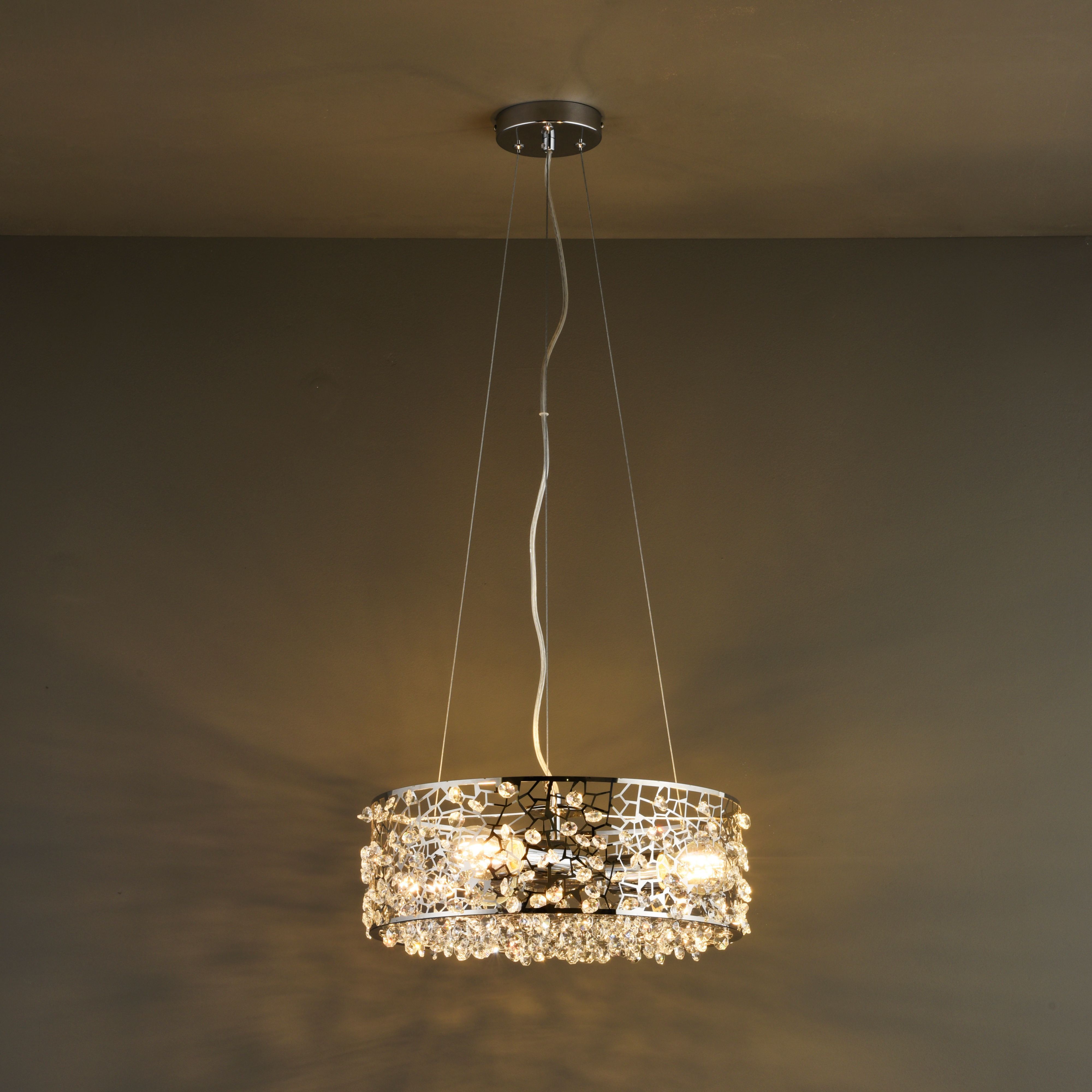 Colours Katarina Pendant Glass & steel Chrome effect 3 Lamp Ceiling light