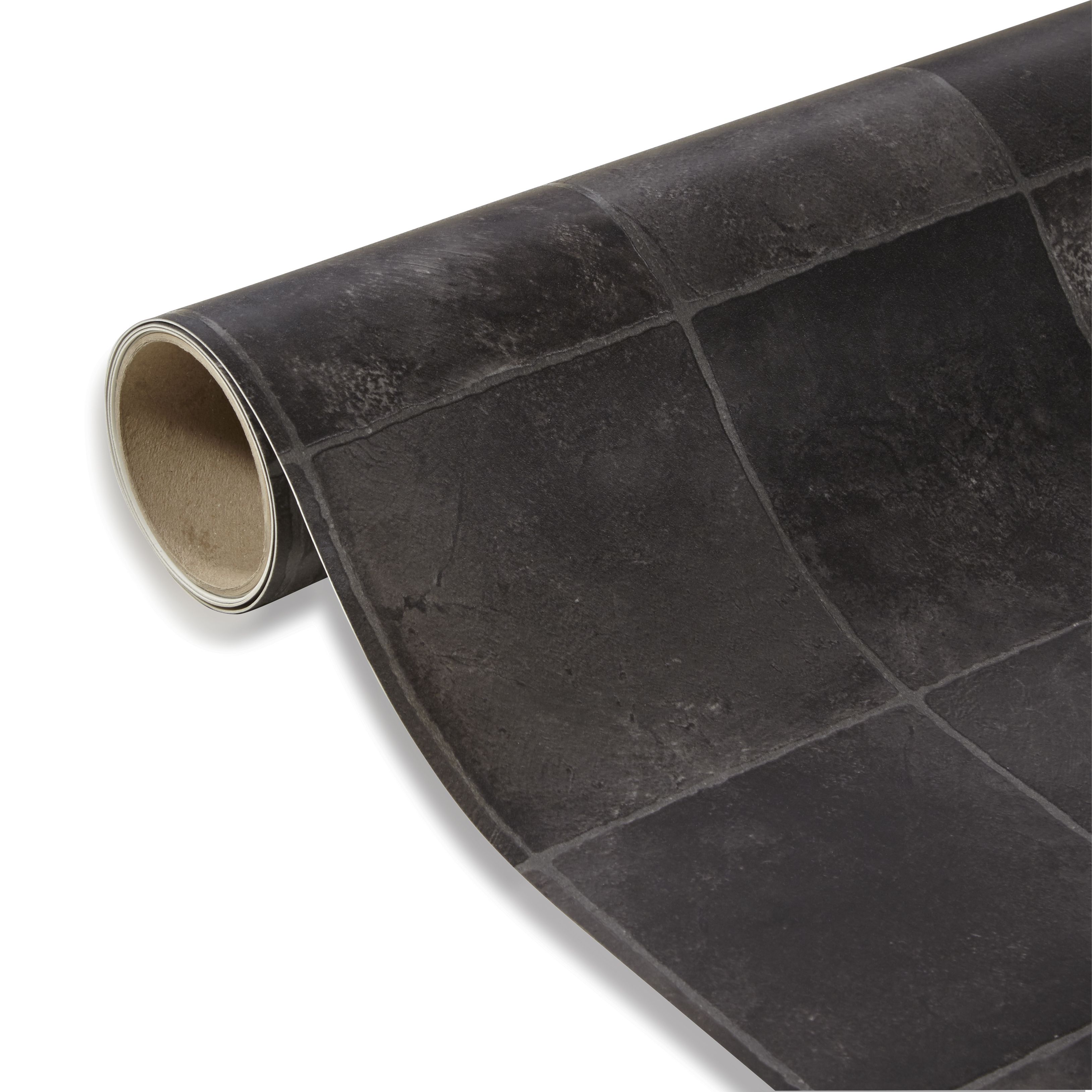 Colours Kennedy Black Tile effect Vinyl flooring, 4m²