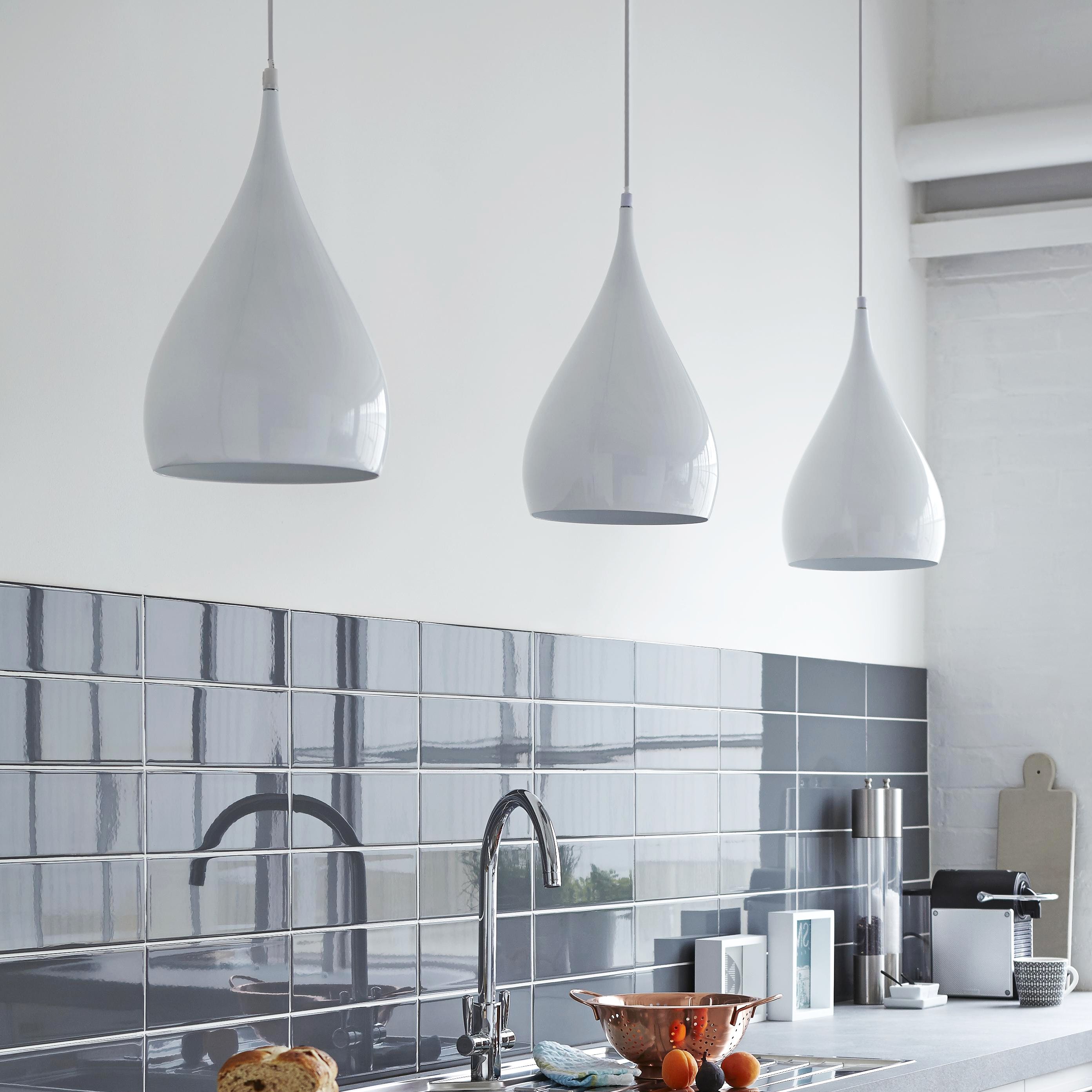 Colours Kinsei Pendant Gloss Metal White Ceiling light