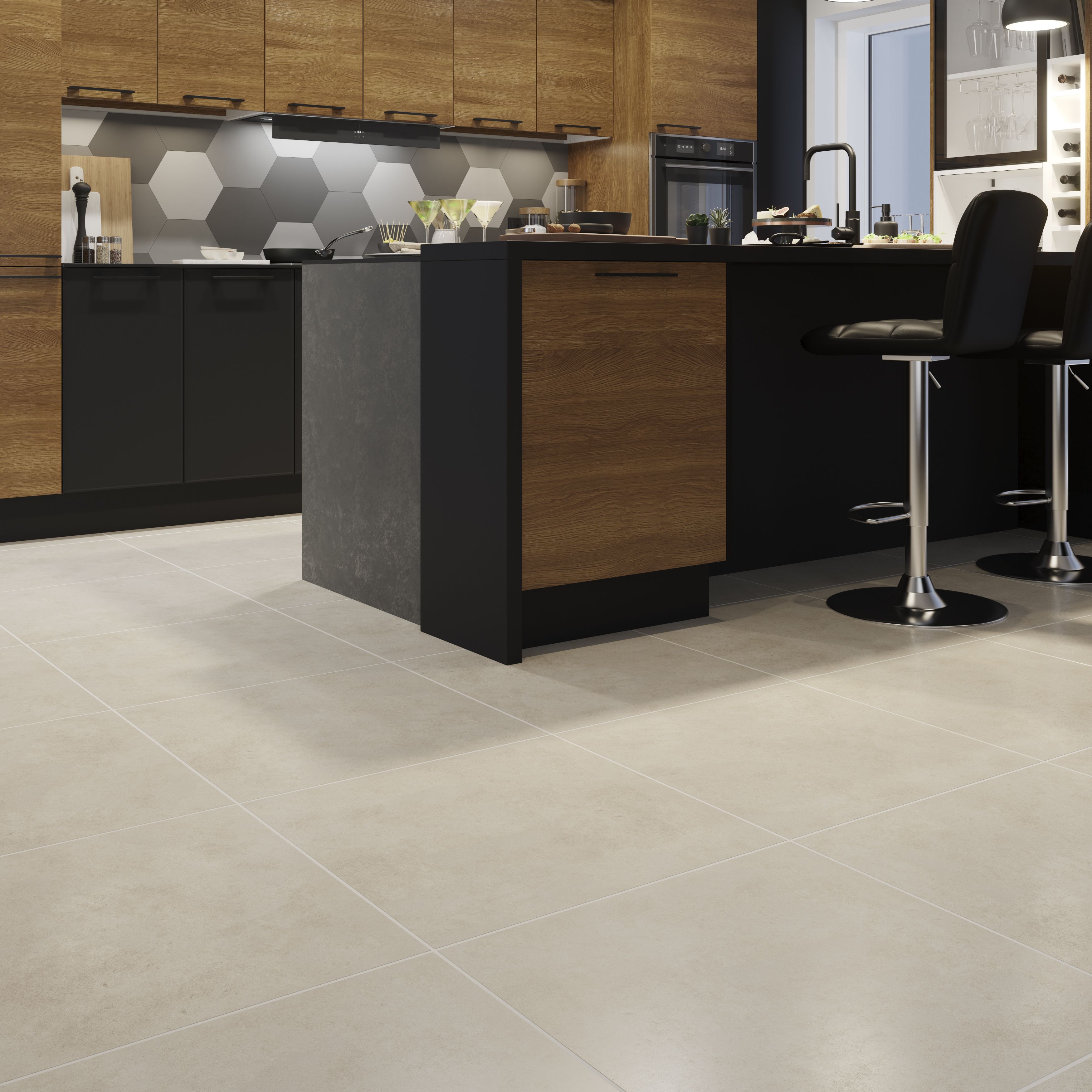 Colours Konkrete Ivory Matt Concrete effect Porcelain Indoor Wall & floor tile - 7