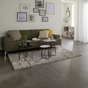 Colours Kontainer Anthracite Matt Flat Concrete effect Textured Porcelain Indoor Wall & floor Tile, Pack of 3, (L)590mm (W)590mm