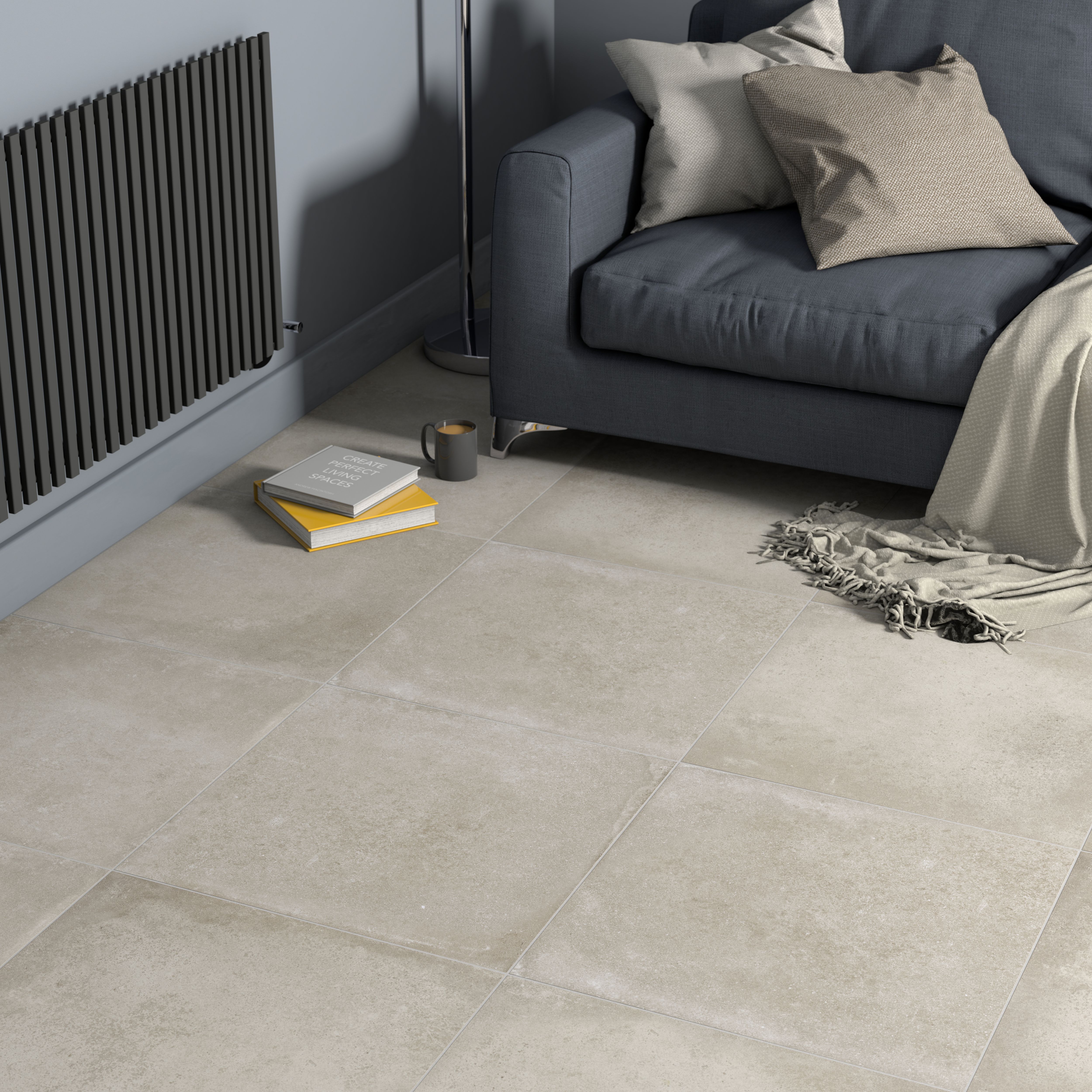 Colours Kontainer Greige Matt Flat Concrete effect Textured Porcelain Indoor Wall & floor Tile - 8